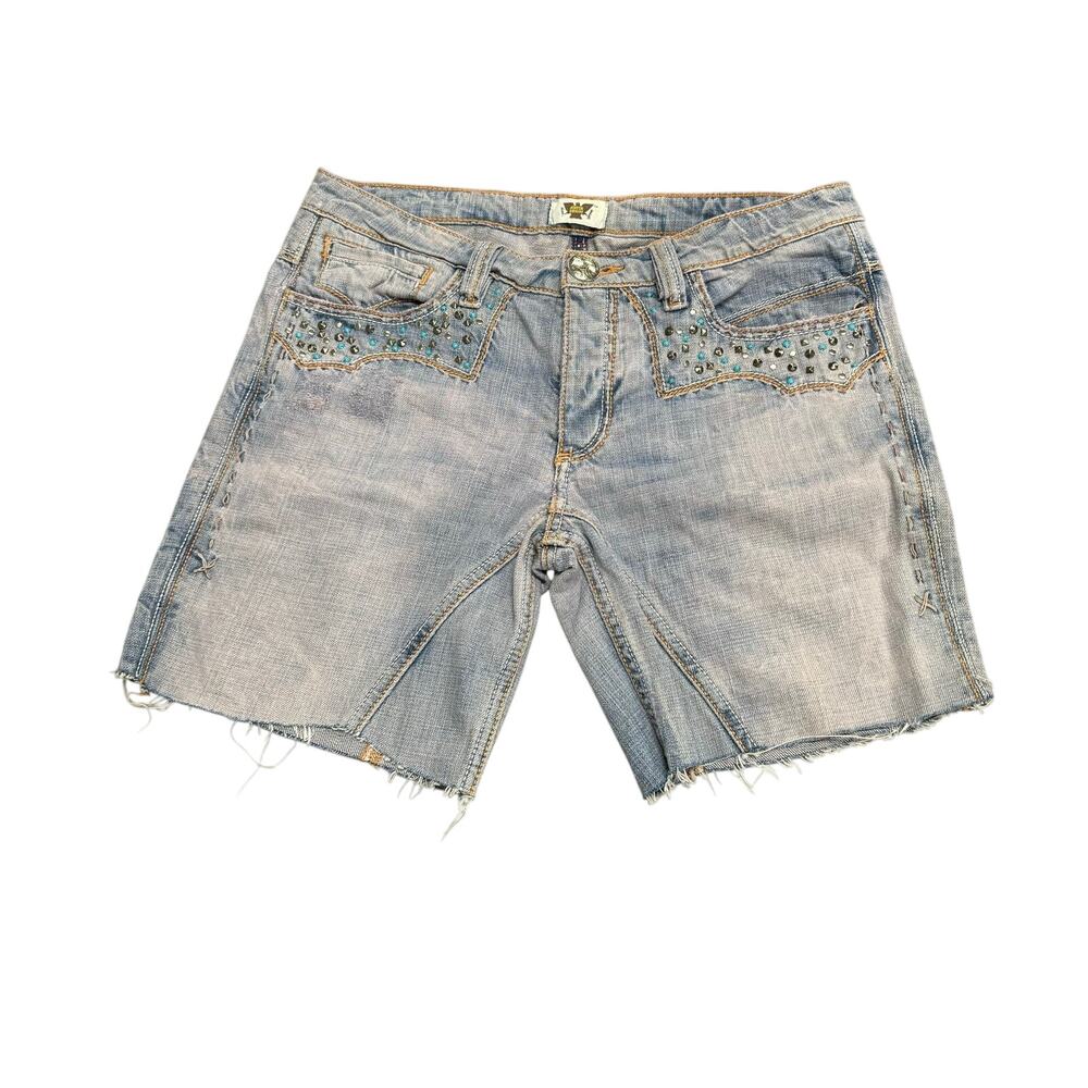 Antik Denim embellished Y2K button Fly Jean Shorts Size 32